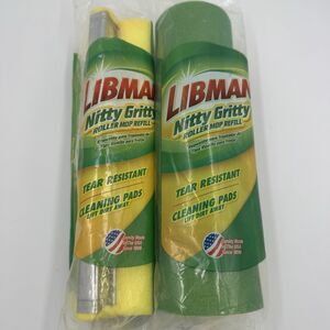 Libman Nitty Gritty Roller Mop Refill Lot of 2 Green Yellow Tear Resistant